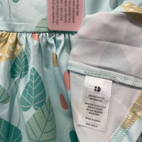 Dot Dot Smile Girls Green Plant Print Ballerina Short Sleeve Dress Size 2T - Picture 3 of 4